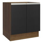 Balcão Cozinha 70 x 60 cm 2 Portas (Sem Tampo) Rustic/Preto Glamy Madesa