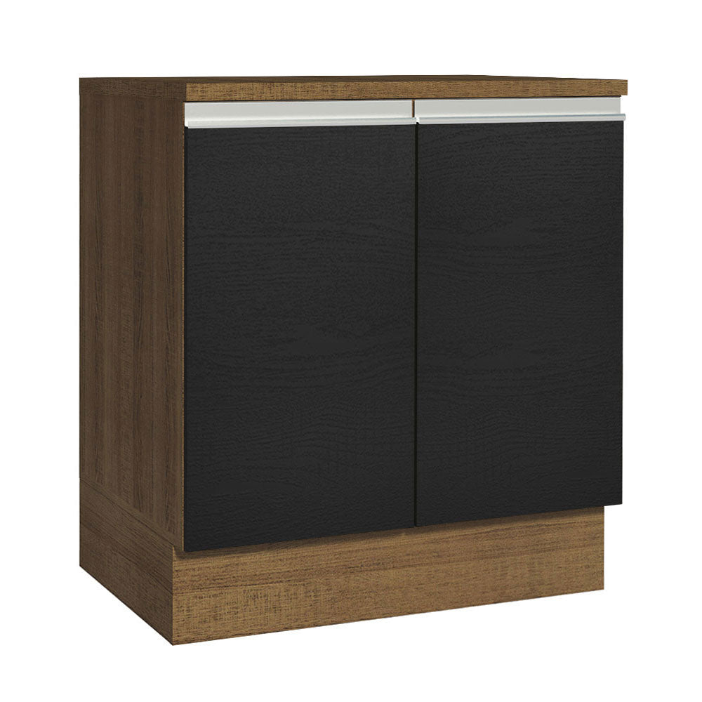Balcão 70 x 60 cm 2 Portas (Com Tampo) Rustic/Preto Glamy Madesa