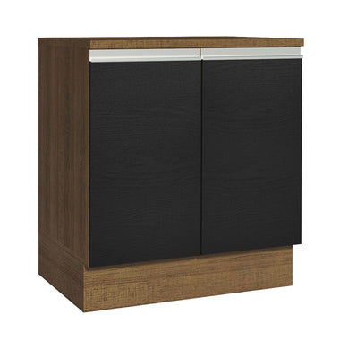 Balcão 70 x 60 cm 2 Portas (Com Tampo) Rustic/Preto Glamy Madesa