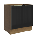 Balcão de Cozinha 70 x 60 cm 2 Portas (Sem Tampo) Rustic/Preto Lux Madesa
