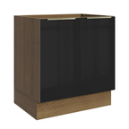 Balcão de Cozinha 70 x 60 cm 2 Portas (Sem Tampo) Rustic/Preto Lux Madesa