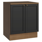 Balcão de Cozinha 70 x 60 cm 2 Portas (Com Tampo) Rustic/Preto Vik Madesa