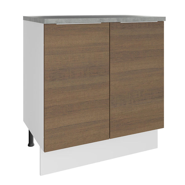 Balcão 70 x 60 cm 2 Portas (Com Tampo) Branco/Rustic Stella Madesa