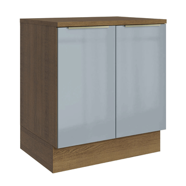 Balcão de Cozinha 70 x 60 cm 2 Portas (Com Tampo) Rustic/Cinza Lux Madesa