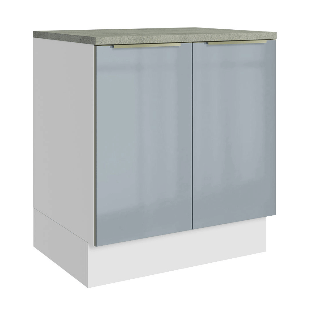 Balcão de Cozinha 70 x 60 cm 2 Portas (Com Tampo) Branco/Cinza Lux Madesa