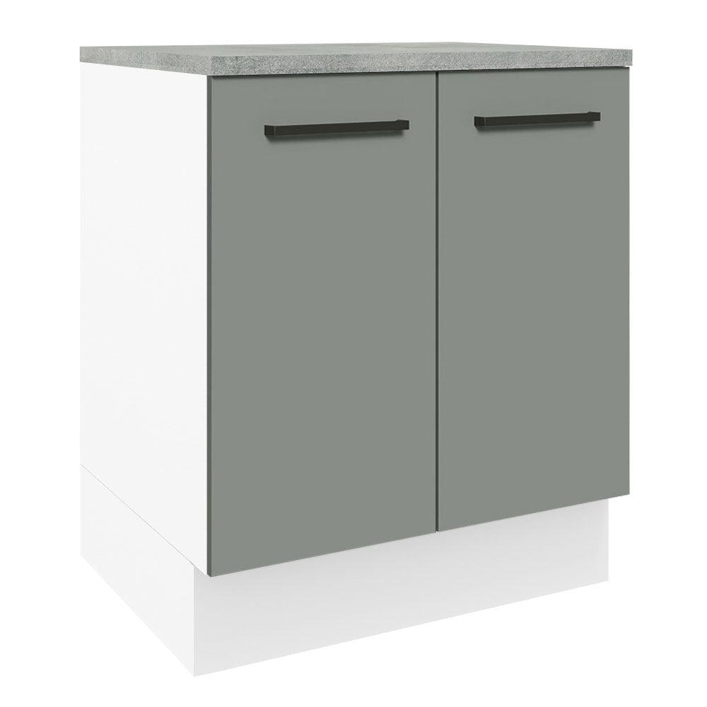 Balcão de Cozinha Madesa Agata 70 x 60 cm 2 Portas (Com Tampo) Branco/Cinza