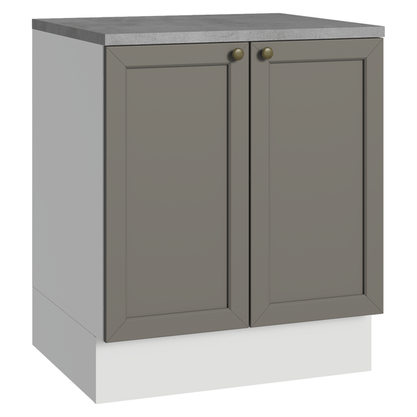 Balcão de Cozinha 70 x 60 cm 2 Portas (Com Tampo) Branco/Cinza Vik Madesa