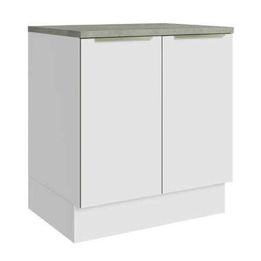 Balcão de Cozinha 70 x 60 cm 2 Portas (Com Tampo) Branco/Branco Veludo Lux Madesa