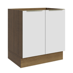 Balcão de Cozinha 70 x 60 cm 2 Portas (Sem Tampo) Rustic/Branco Veludo Lux Madesa