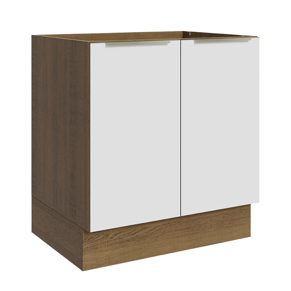 Balcão de Cozinha 70 x 60 cm 2 Portas (Sem Tampo) Rustic/Branco Veludo Lux Madesa