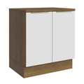 Balcão de Cozinha 70 x 60 cm 2 Portas (Com Tampo) Rustic/Branco Veludo Lux Madesa
