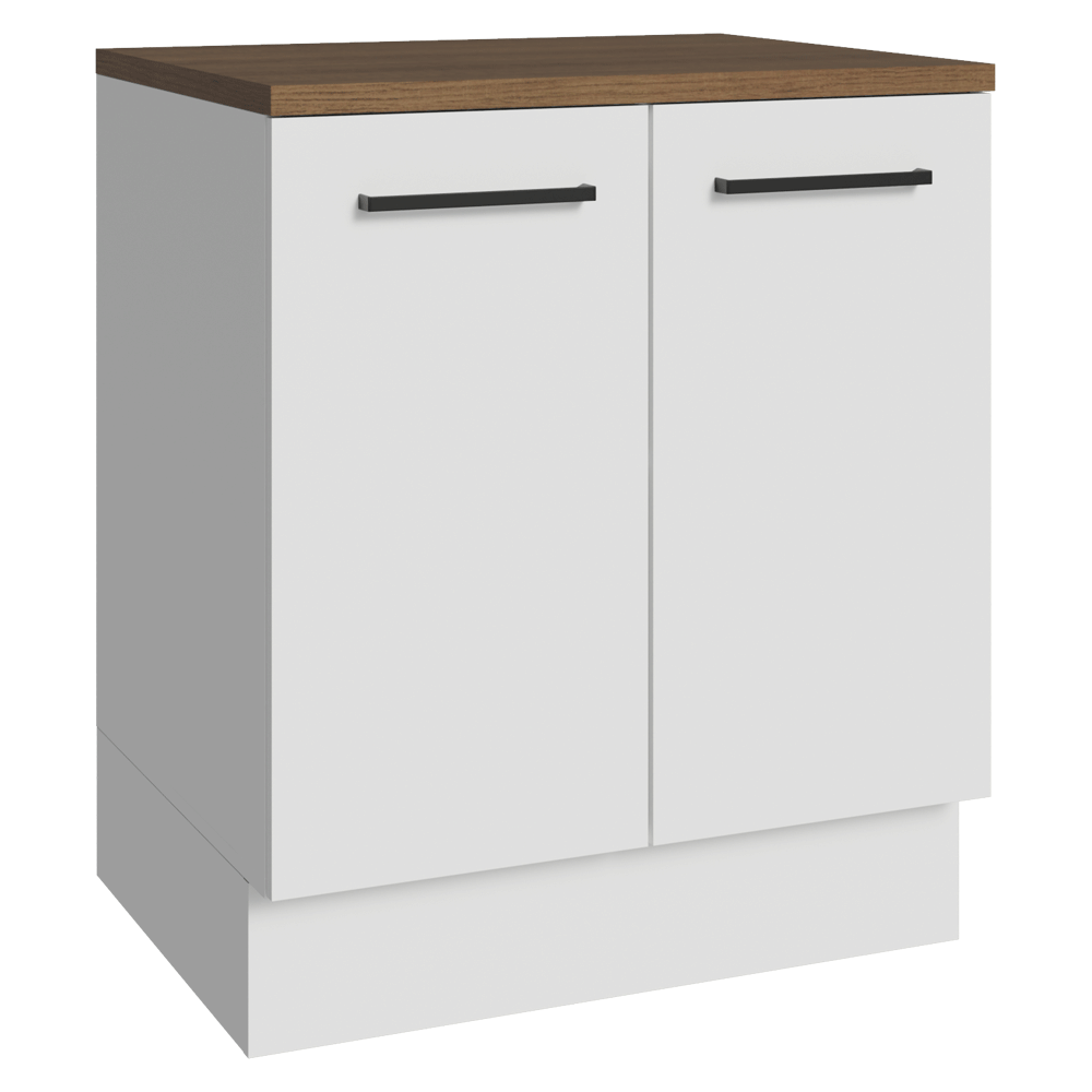 Balcão de Cozinha 70 x 60 cm 2 Portas Branco Tampo Rustic Agata Madesa