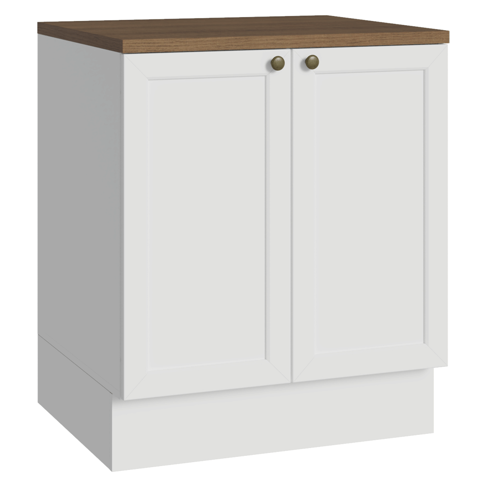 Balcão de Cozinha 70 x 60 cm 2 Portas (Com Tampo) Branco/Rustc Vik Madesa