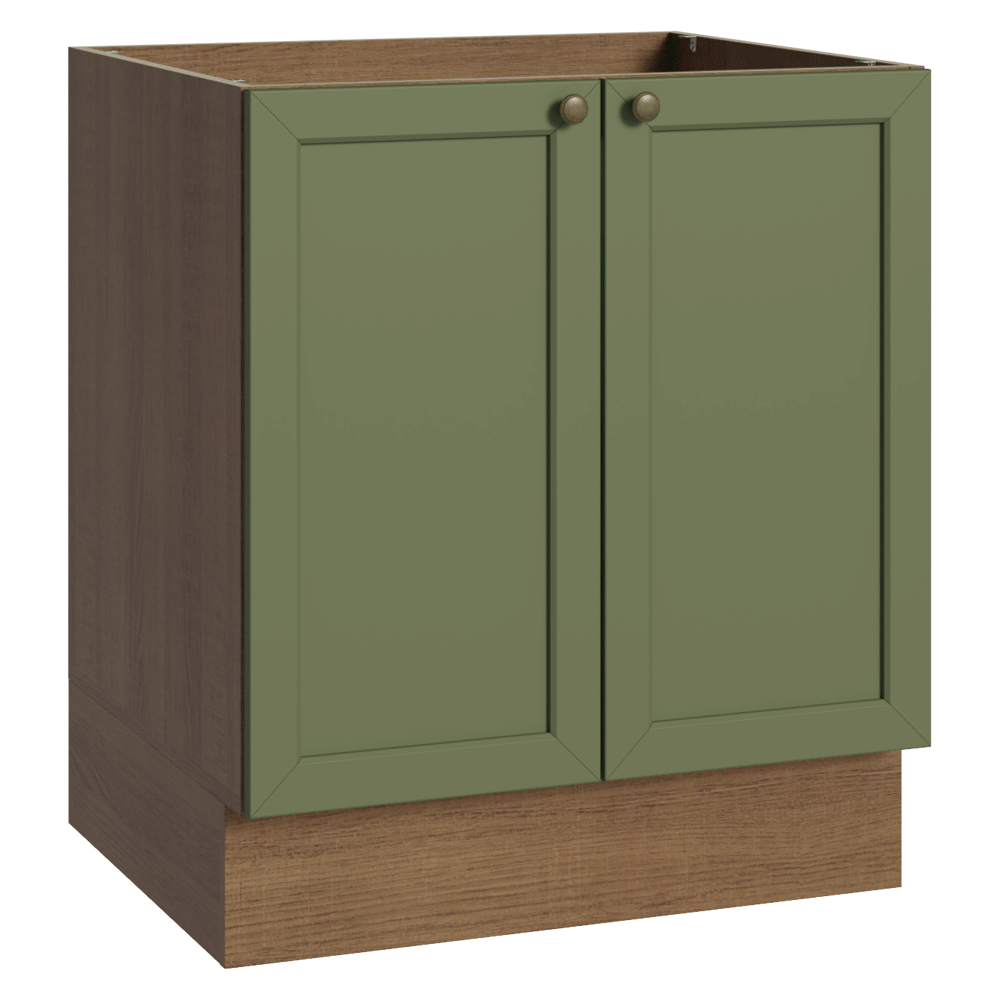 Balcão de Cozinha 70 x 60 cm 2 Portas (Sem Tampo) Rustic/Verde Vik Madesa