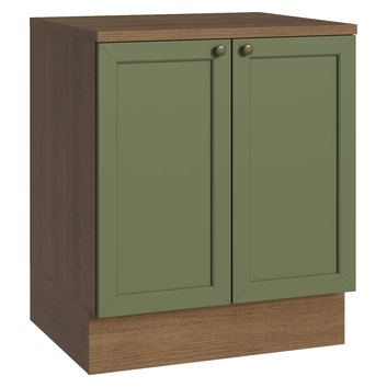 Balcão de Cozinha 70 x 60 cm 2 Portas (Com Tampo) Rustic/Verde Vik Madesa