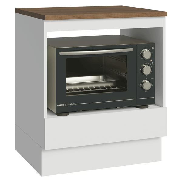 Balcão para Forno/Micro-ondas 70 x 60 cm 1 Gaveta Branco Tampo Rustic Madesa