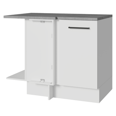 Balcão de Canto Madesa Agata 1 Porta 60 cm Profundidade (Com Tampo) Branco