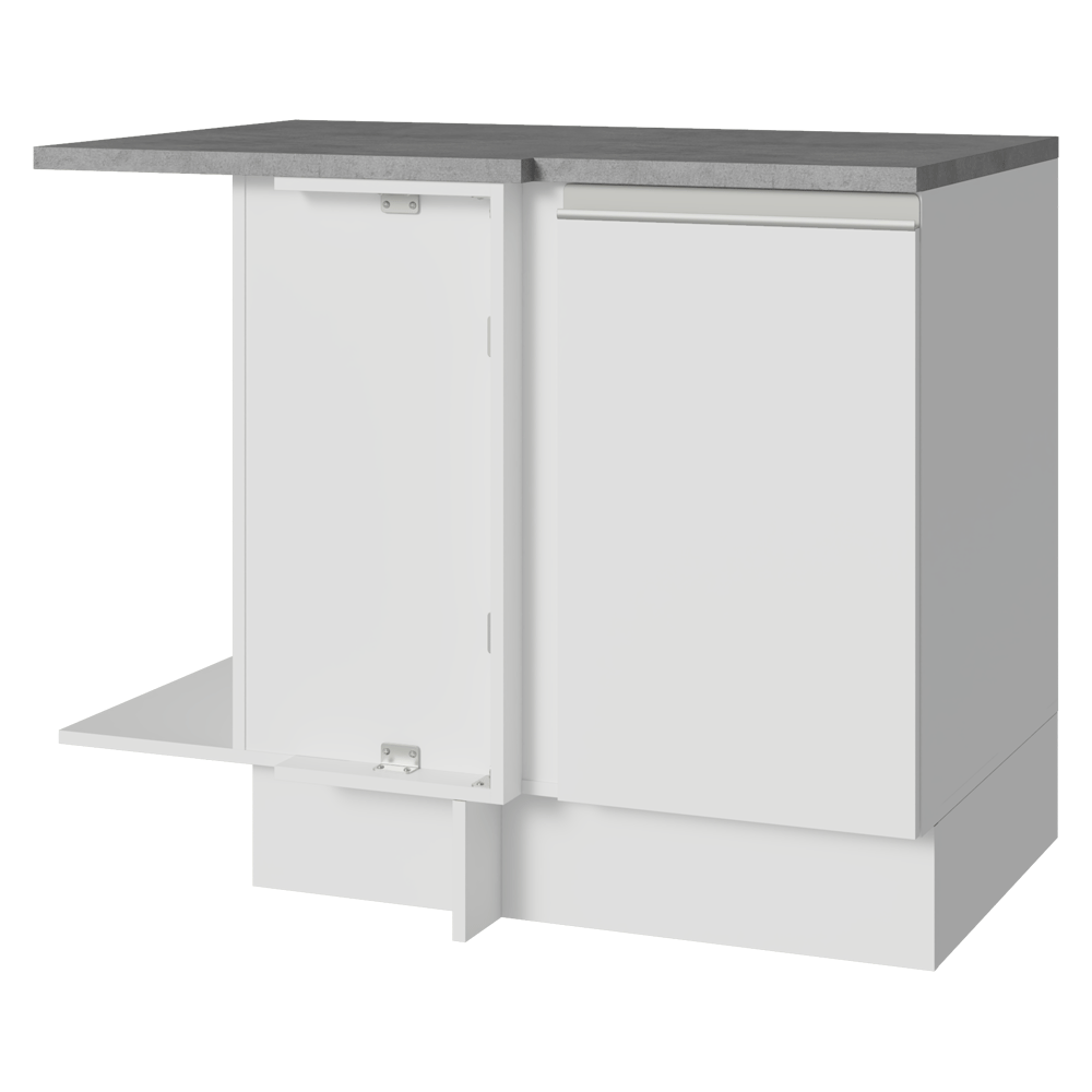 Balcão de Canto Madesa Glamy 1 Porta 60 cm Profundidade (Com Tampo) Branco