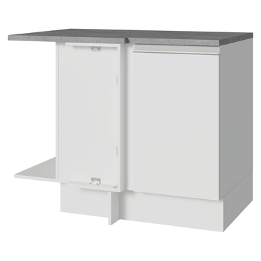 Balcão de Canto Madesa Glamy 1 Porta 60 cm Profundidade (Com Tampo) Branco