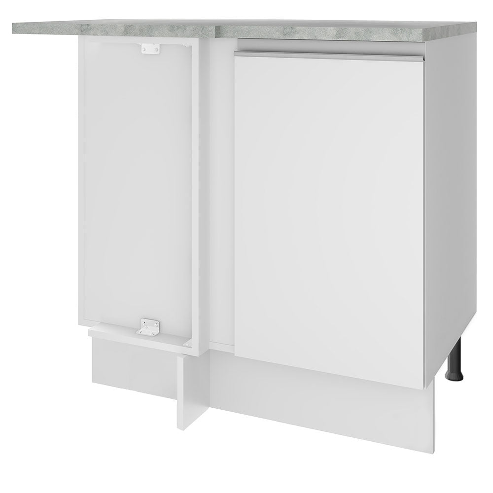 Balcão de Canto Madesa Glamy 1 Porta 60 cm Profundidade (Com Tampo) Branco