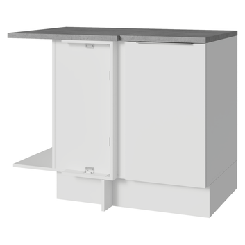 Balcão de Canto Madesa Stella 1 Porta 60 cm Profundidade (Com Tampo) Branco