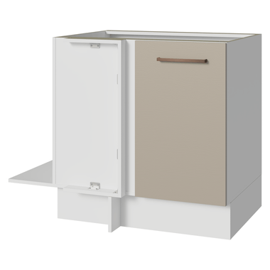 Balcão de Canto 1 Porta 60 cm Profundidade (Sem Tampo) Branco/Crema Agata Madesa