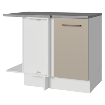 Balcão de Canto 1 Porta 60 cm Profundidade (Com Tampo) Branco/Crema Agata Madesa