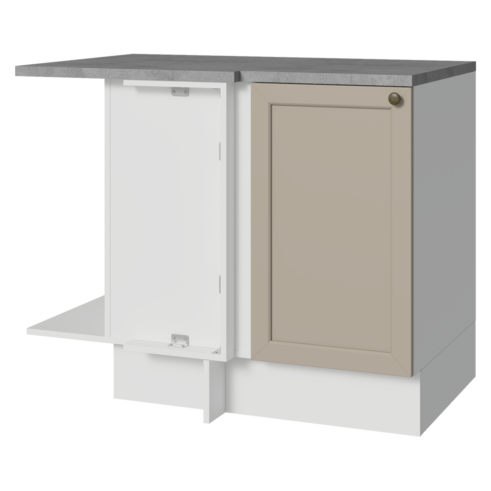 Balcão de Canto para Linha de 60 cm Profundidade (Com Tampo) Branco/Crema Vik Madesa
