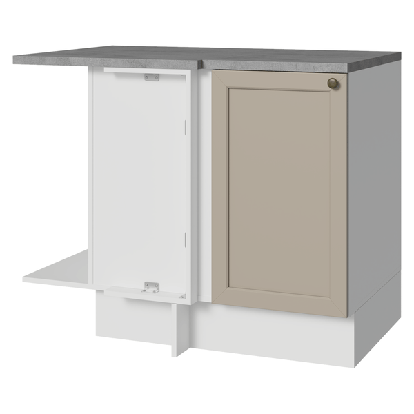 Balcão de Canto para Linha de 60 cm Profundidade (Com Tampo) Branco/Crema Vik Madesa