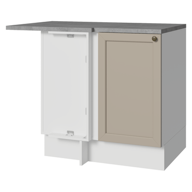 Balcão de Canto para Linha de 60 cm Profundidade (Com Tampo) Branco/Crema Vik Madesa