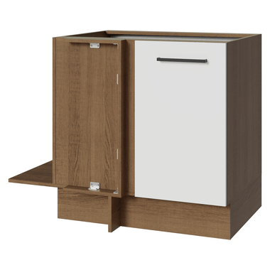 Balcão de Canto Madesa Agata 1 Porta 60 cm Profundidade (Sem Tampo) Rustic/Branco