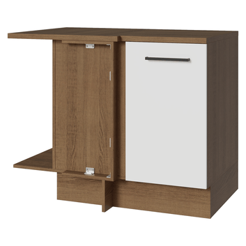 Balcão de Canto Madesa Agata 1 Porta 60 cm Profundidade (Com Tampo)  Rustic/Branco