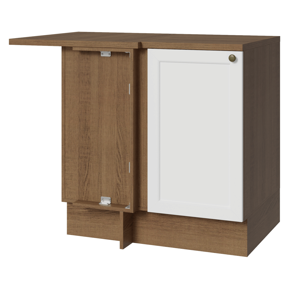 Balcão de Canto para Linha de 60 cm Profundidade (Com Tampo) Rustic/Branco Vik Madesa