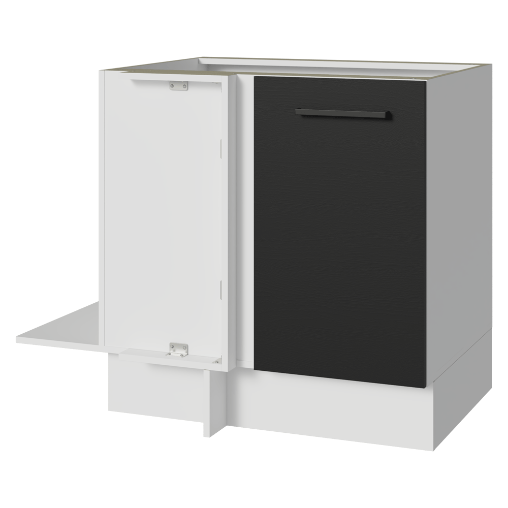 Balcão de Canto Madesa Agata 1 Porta 60 cm Profundidade (Sem Tampo) Branco/Preto