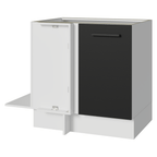Balcão de Canto Madesa Agata 1 Porta 60 cm Profundidade (Sem Tampo) Branco/Preto