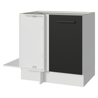 Balcão de Canto Madesa Agata 1 Porta 60 cm Profundidade (Sem Tampo) Branco/Preto