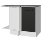 Balcão de Canto Madesa Agata 1 Porta 60 cm Profundidade (Com Tampo) Branco/Preto