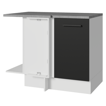 Balcão de Canto Madesa Agata 1 Porta 60 cm Profundidade (Com Tampo) Branco/Preto