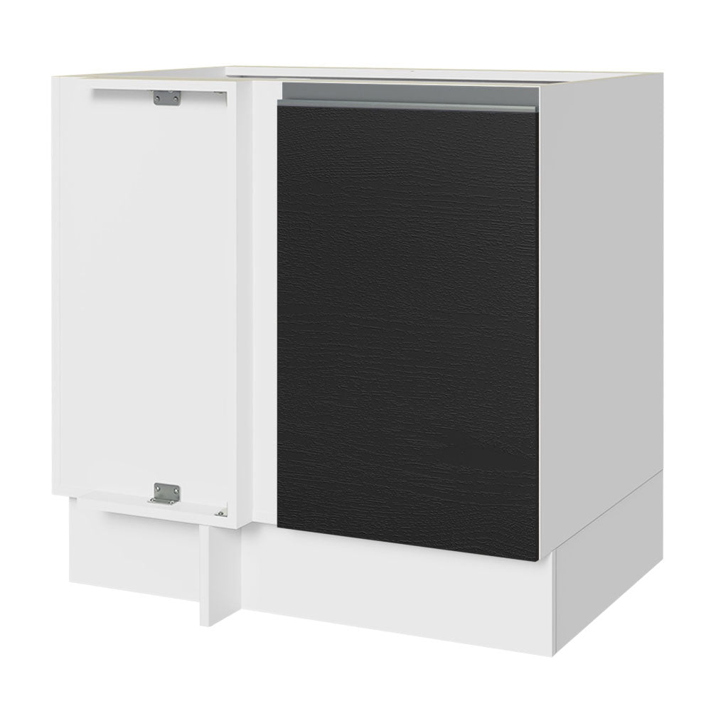 Balcão Cozinha de Canto 1 Porta 60 cm Profundidade (Sem Tampo) Branco/Preto Glamy Madesa