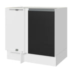 Balcão Cozinha de Canto 1 Porta 60 cm Profundidade (Sem Tampo) Branco/Preto Glamy Madesa