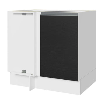 Balcão Cozinha de Canto 1 Porta 60 cm Profundidade (Sem Tampo) Branco/Preto Glamy Madesa
