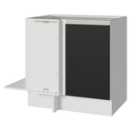 Balcão Cozinha de Canto 1 Porta 60 cm Profundidade (Sem Tampo) Branco/Preto Glamy Madesa