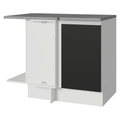 Balcão de Canto Madesa Glamy 1 Porta 60 cm Profundidade (Com Tampo) Branco/Preto
