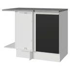 Balcão de Canto Madesa Glamy 1 Porta 60 cm Profundidade (Com Tampo) Branco/Preto