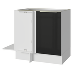 Balcão de Canto para Linha de 60 cm de Profundidade 1 Porta (Sem Tampo) Branco/Preto Lux Madesa