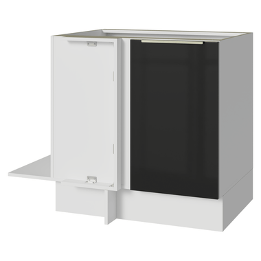 Balcão de Canto para Linha de 60 cm de Profundidade 1 Porta (Sem Tampo) Branco/Preto Lux Madesa