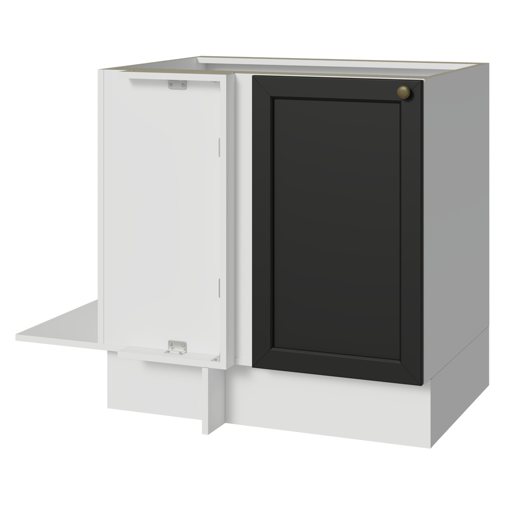 Balcão de Canto para Linha de 60 cm Profundidade (Sem Tampo) Branco/Preto Vik Madesa