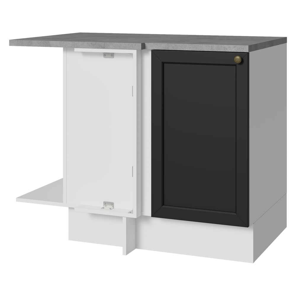 Balcão de Canto para Linha de 60 cm Profundidade (Com Tampo) Branco/Preto Vik Madesa