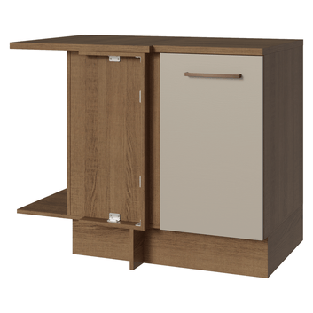 Balcão de Canto 1 Porta 60 cm Profundidade (Com Tampo) Rustic/Crema Agata Madesa
