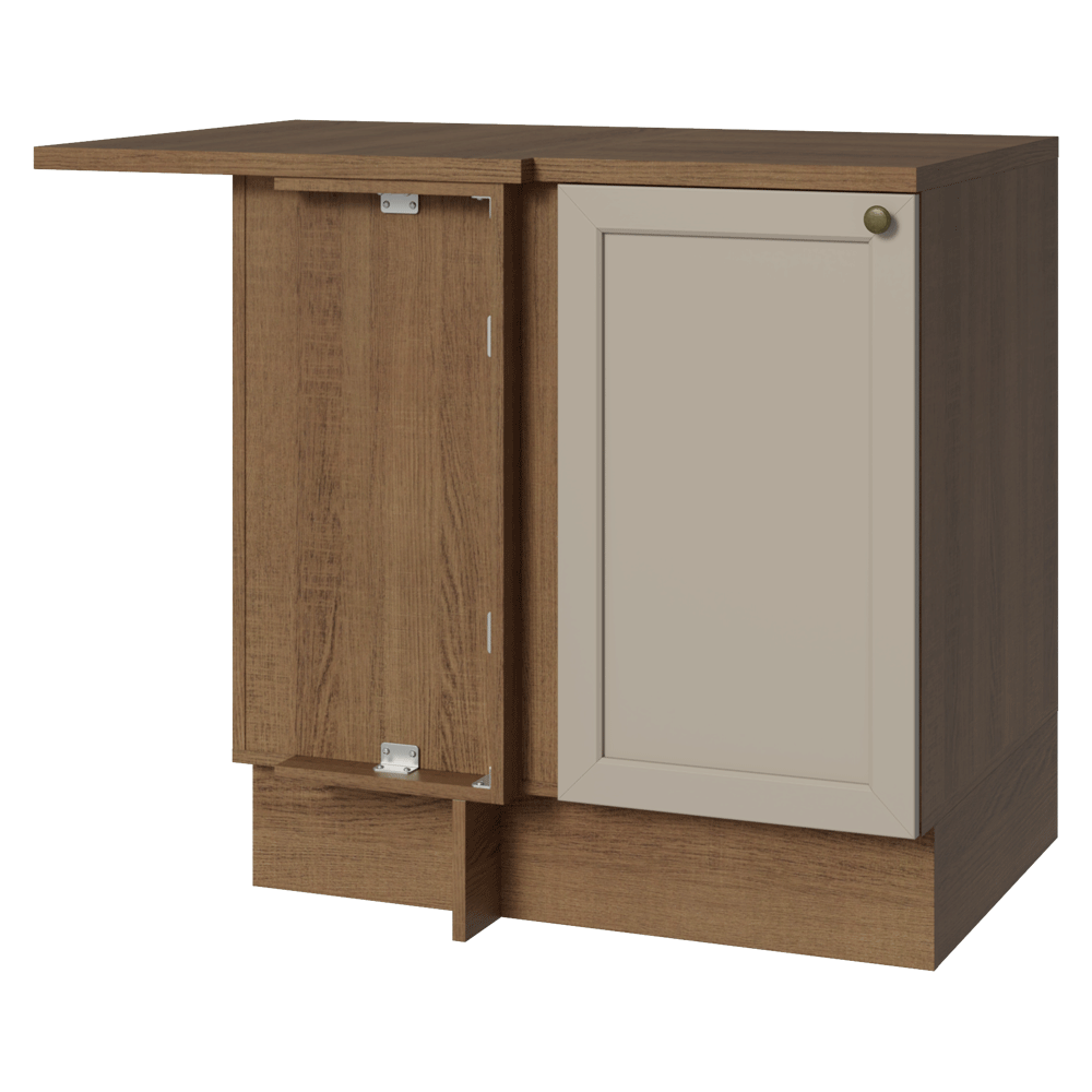 Balcão de Canto para Linha de 60 cm Profundidade (Com Tampo) Rustic/Crema Vik Madesa